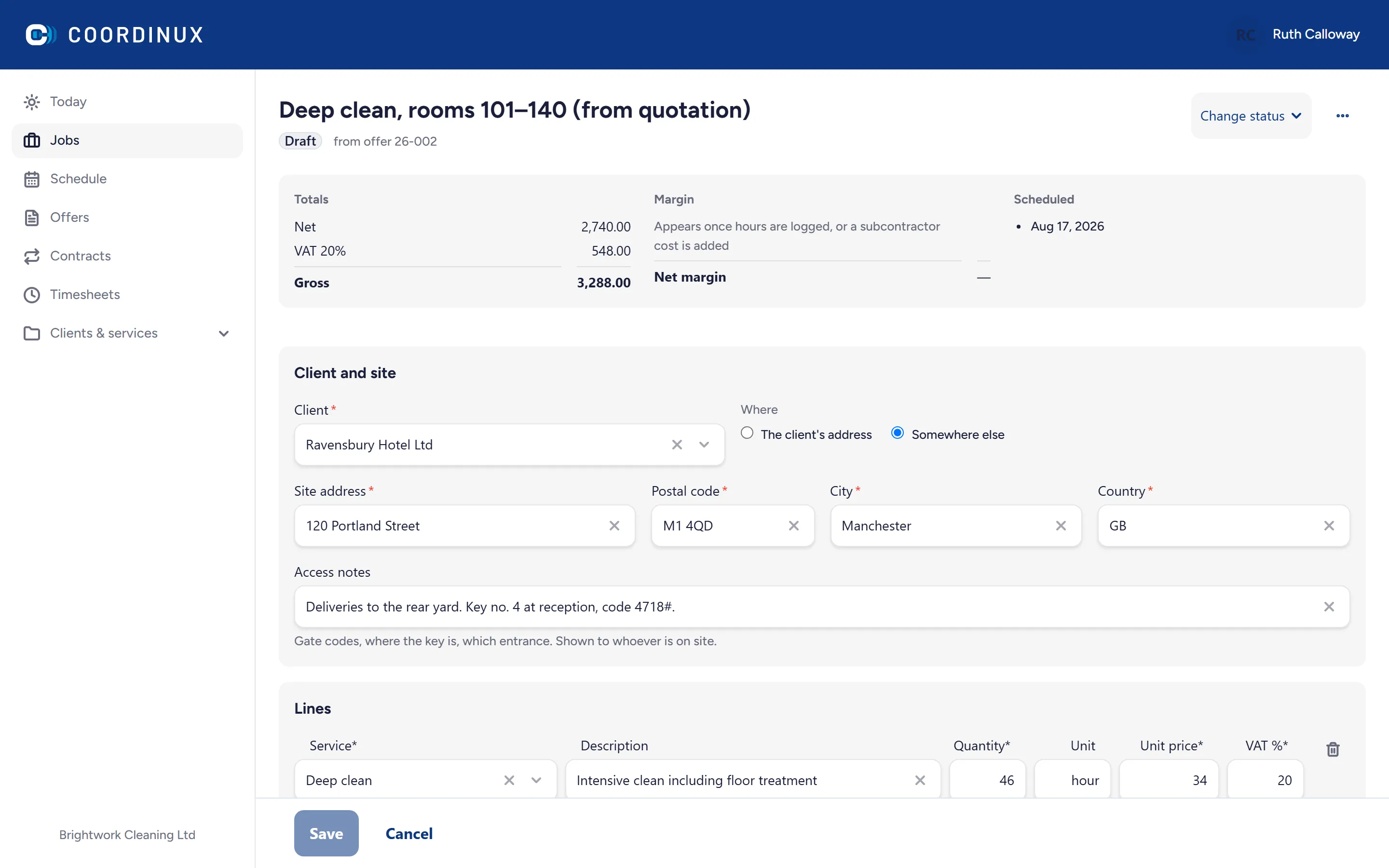 An accepted offer being turned into a job